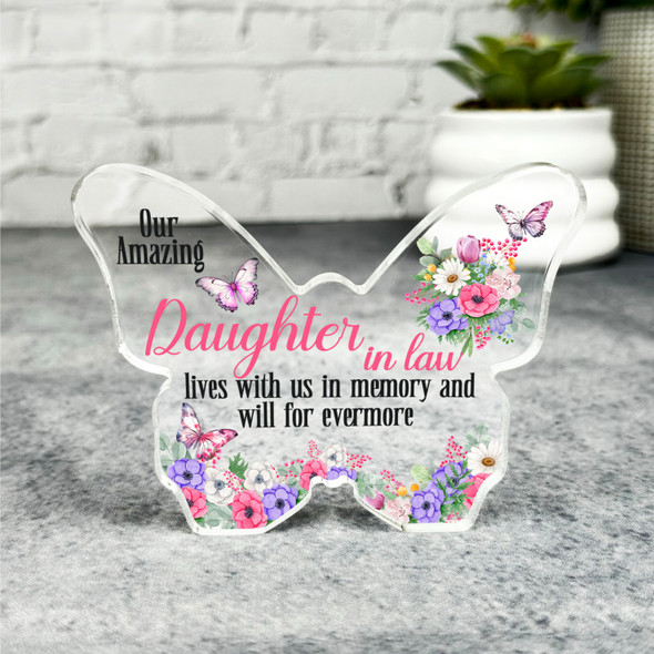 Daughter-In-Law Floral Memorial Butterfly Plaque Sympathy Gift Keepsake Gift