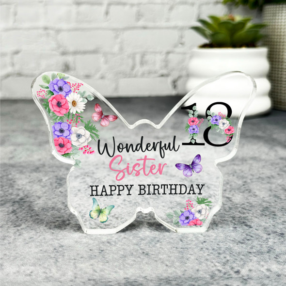 Sister 18th Pink Purple Happy Birthday Present Butterfly Plaque Keepsake Gift