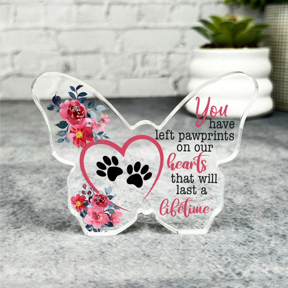 Redd Floral Paw Print Pet Memorial Butterfly Plaque Sympathy Gift Keepsake Gift