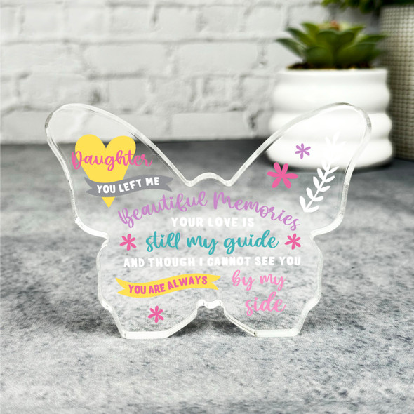 Daughter Memorial Pink Flower Heart Butterfly Plaque Sympathy Gift Keepsake Gift