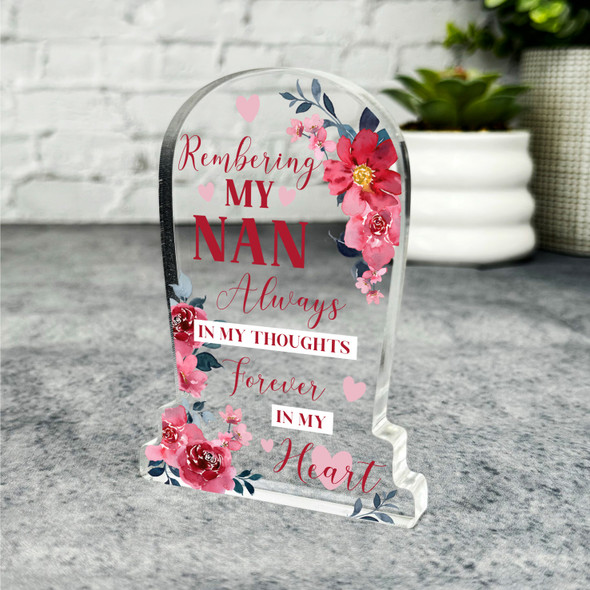 Nan Red Flower Gravestone Plaque Sympathy Gift Keepsake Memorial Gift