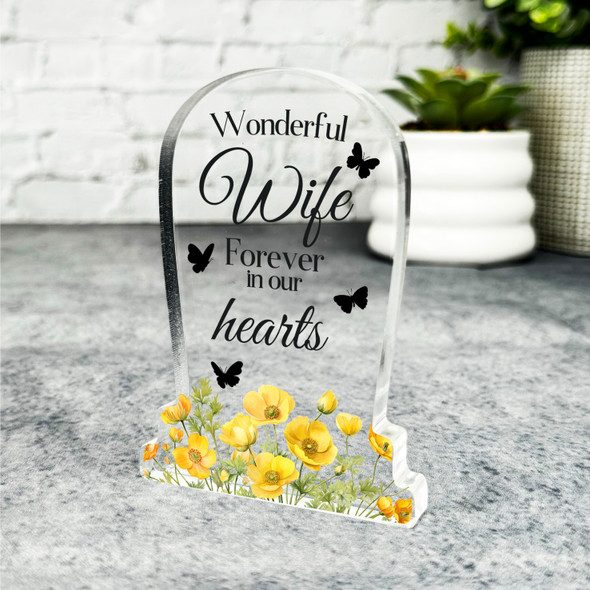 Wife Yellow Floral Gravestone Plaque Sympathy Gift Keepsake Memorial Gift