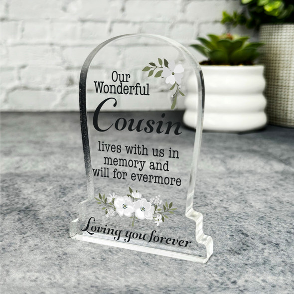 Cousin White Floral Gravestone Plaque Sympathy Gift Keepsake Memorial Gift