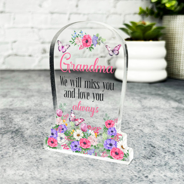 Grandma Pink Purple Gravestone Plaque Sympathy Gift Keepsake Memorial Gift