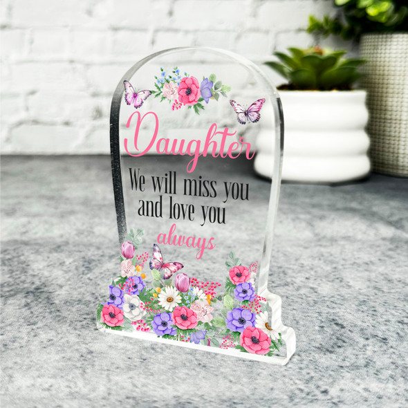 Daughter Pink Purple Gravestone Plaque Sympathy Gift Keepsake Memorial Gift