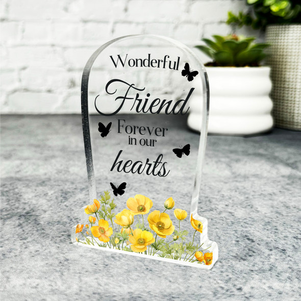 Friend Yellow Floral Gravestone Plaque Sympathy Gift Keepsake Memorial Gift