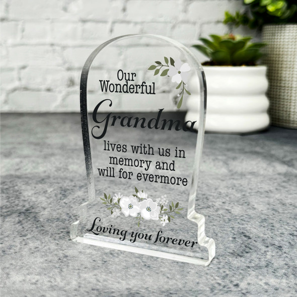 Grandma White Floral Gravestone Plaque Sympathy Gift Keepsake Memorial Gift