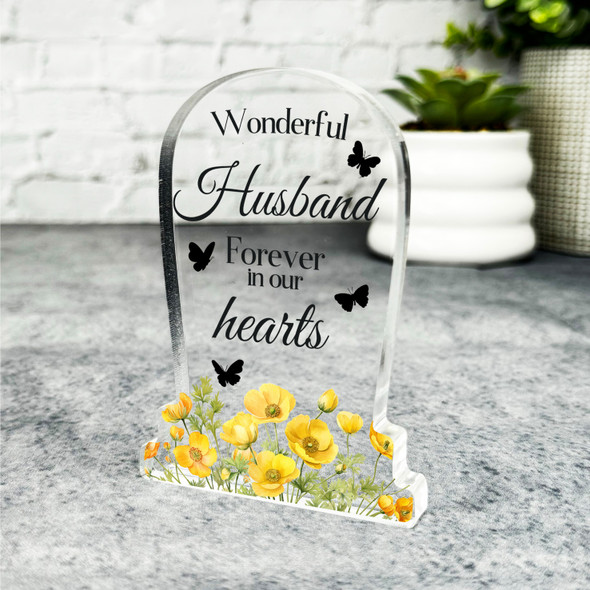 Husband Yellow Floral Gravestone Plaque Sympathy Gift Keepsake Memorial Gift