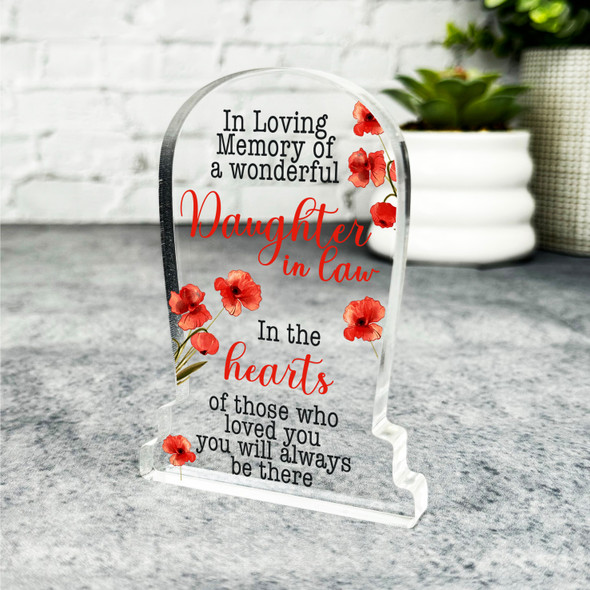 Daughter-In-Law Poppy Seeds Gravestone Plaque Sympathy Keepsake Memorial Gift