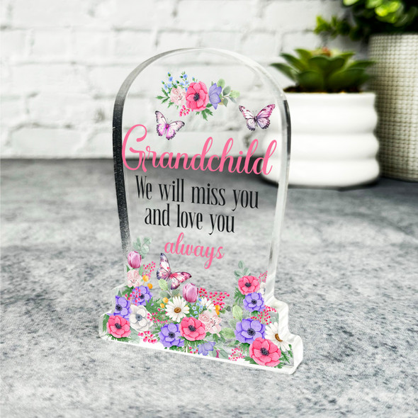 Grandchild Pink Purple Gravestone Plaque Sympathy Gift Keepsake Memorial Gift