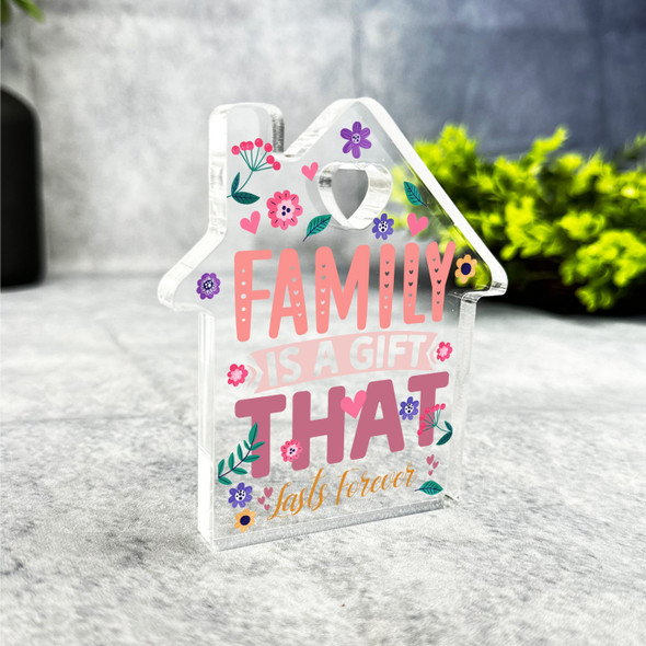 Custom Ornament Floral Family Is A Gift Heart House Plaque Keepsake Gift