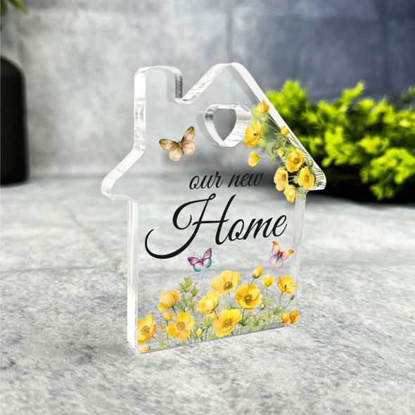 Custom Ornament Yellow Floral Gift For New Home Heart House Plaque Keepsake Gift