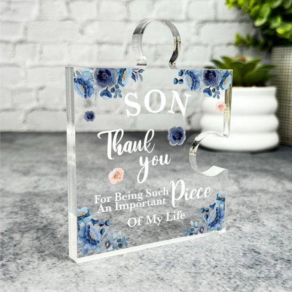Gift For Son Thank You Navy Watercolour Puzzle Plaque Keepsake Gift