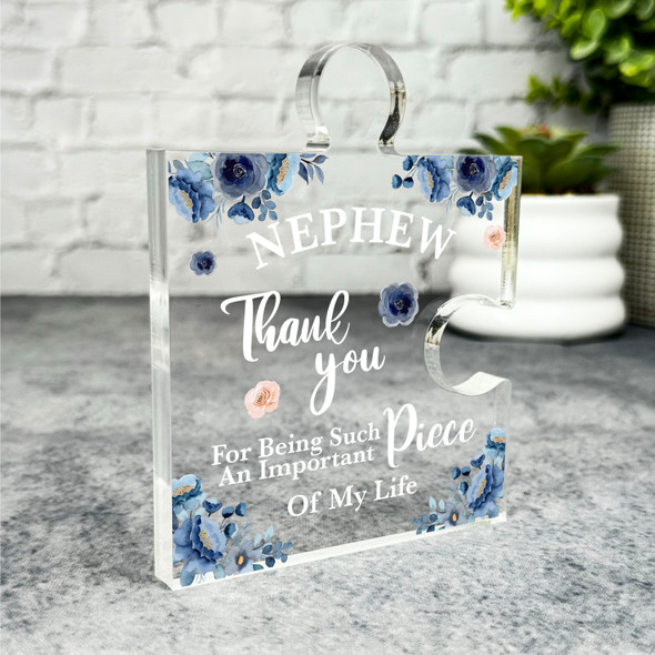 Gift For Nephew Thank You Navy Watercolour Puzzle Plaque Keepsake Gift