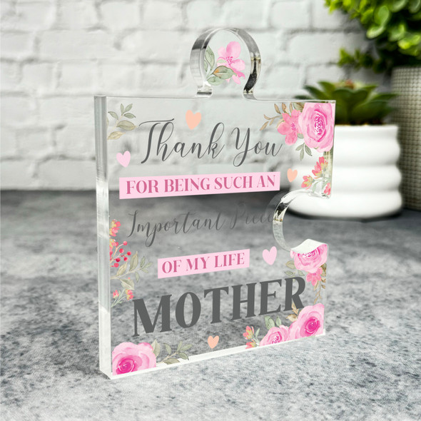 Gift For Mother Important Piece Pink Flower Puzzle Plaque Keepsake Gift