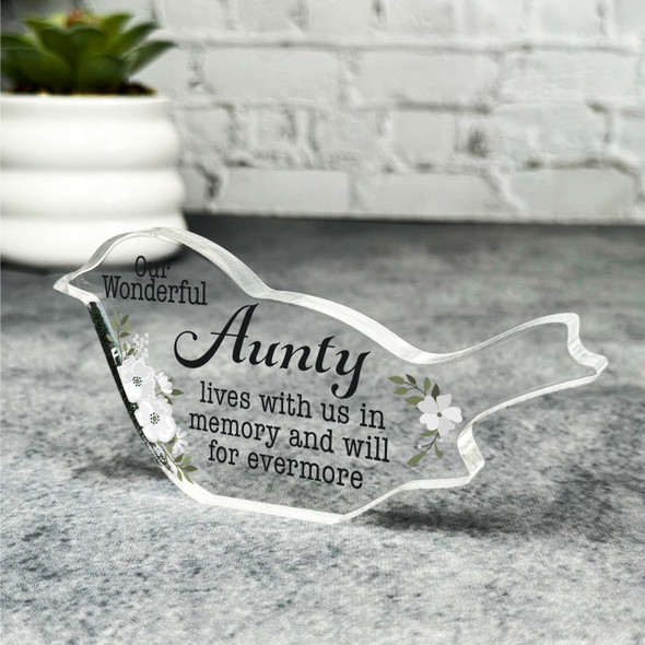 Aunty White Floral Robin Plaque Sympathy Gift Keepsake Memorial Gift