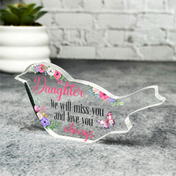 Daughter Pink Floral Robin Plaque Sympathy Gift Keepsake Memorial Gift