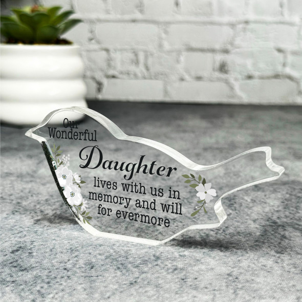 Daughter White Floral Robin Plaque Sympathy Gift Keepsake Memorial Gift