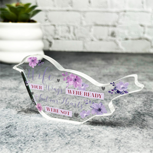 Wife Female Purple Flower Robin Plaque Sympathy Gift Keepsake Memorial Gift