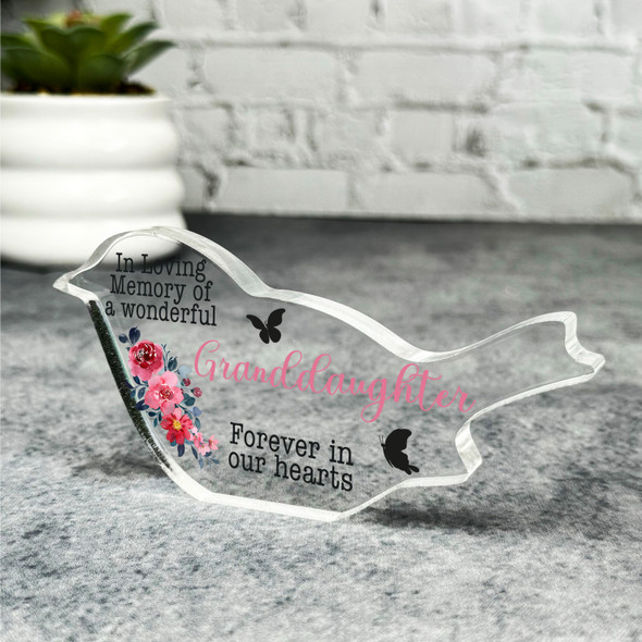 Granddaughter Red Floral - Robin Plaque Sympathy Gift Keepsake Memorial Gift