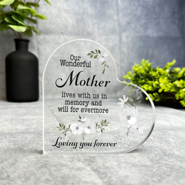 Mother White Floral Memorial Heart Plaque Sympathy Gift Keepsake Gift