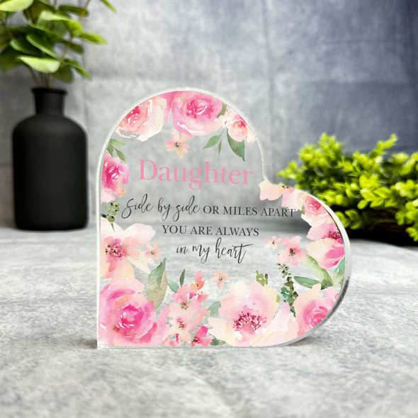 Gift For Daughter Side By Side Pink Flowers Heart Plaque Keepsake Gift