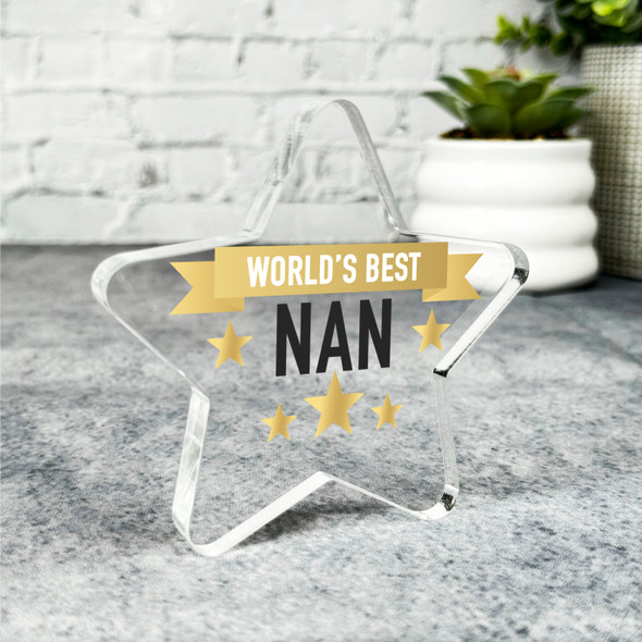 Custom Ornament Gold World's Best Nan Star Plaque Keepsake Gift