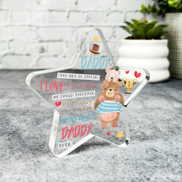 Custom Ornament Gift For Best Daddy Bear Star Plaque Keepsake Gift