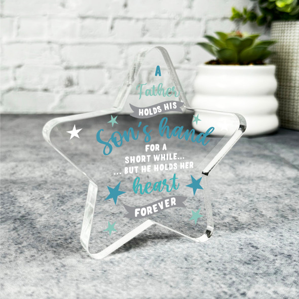 Custom Ornament Gift To Dad From Son Blue Star Plaque Keepsake Gift