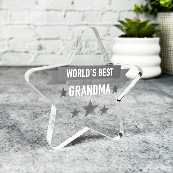 Custom Ornament Monochrome World's Best Grandma Star Plaque Keepsake Gift