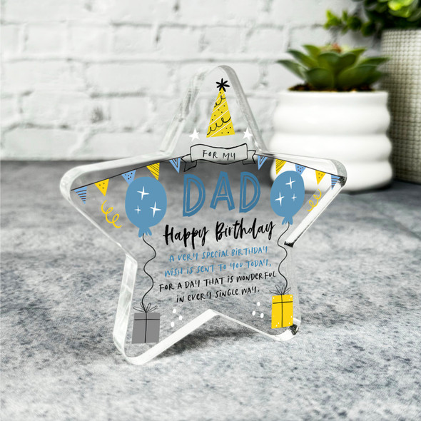 Custom Ornament Dad Happy Birthday Present Balloons Star Plaque Keepsake Gift