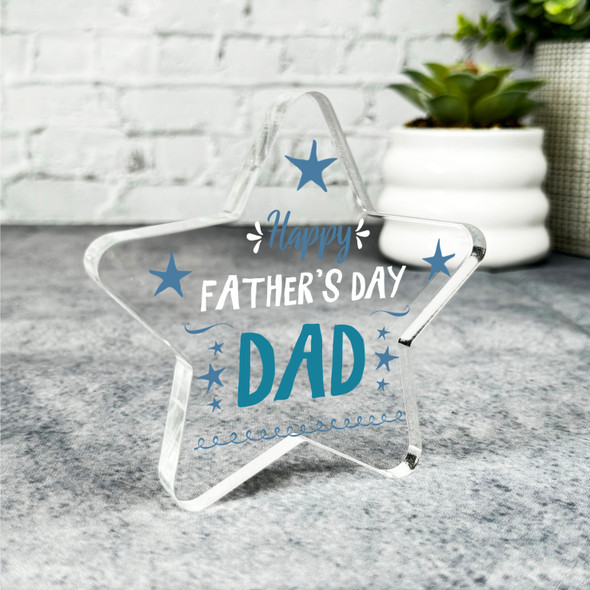 Custom Ornament Dad Happy Father's Day Present Blue Star Plaque Keepsake Gift