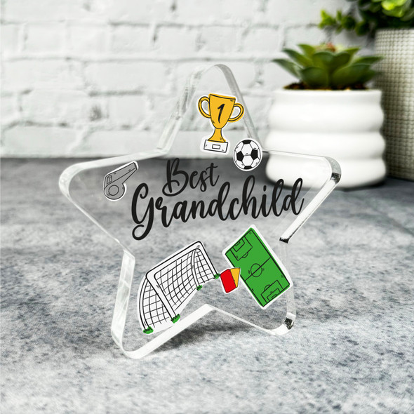 Gift For Best Grandchild Football Elements Star Plaque Keepsake Gift