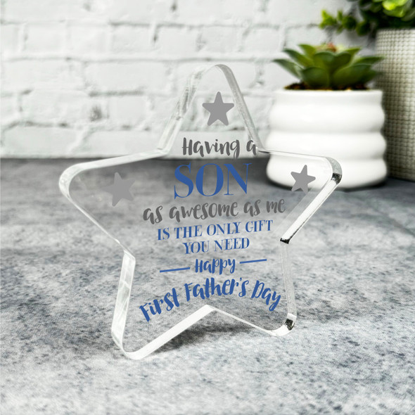 Gift From Son For Dad Father's Day Present Blue Star Plaque Keepsake Gift