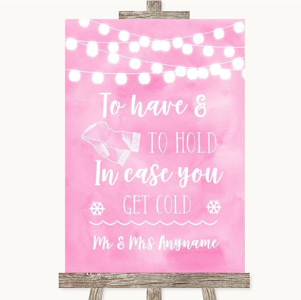 Baby Pink Watercolour Lights Wedding Blanket Scarf Personalised Wedding Sign