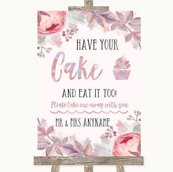 Blush Rose Gold & Lilac Have Your Cake & Eat It Too Personalised Wedding Sign