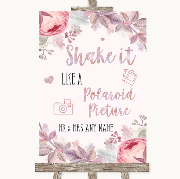 Blush Rose Gold & Lilac Polaroid Picture Personalised Wedding Sign