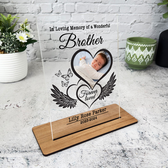 Brother Heart Wings Photo Memorial Keepsake Gift Custom Personalised Gift Plaque