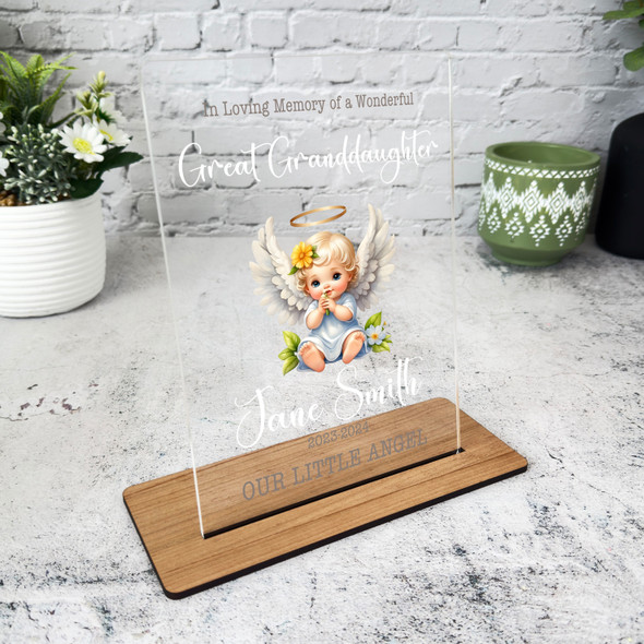 Great Granddaughter Cute Angel Memorial Keepsake Gift Personalised Gift Plaque