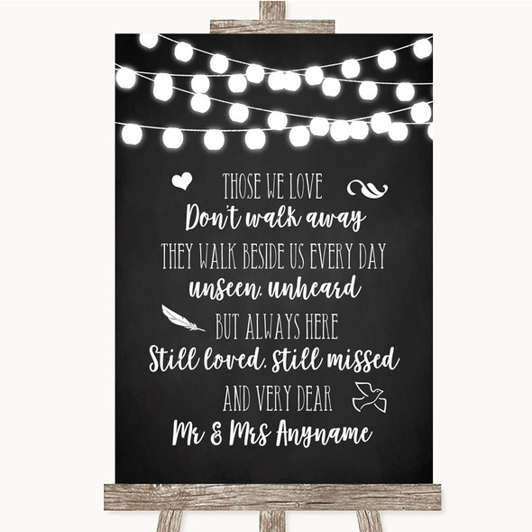 Chalk Style Black & White Lights In Loving Memory Personalised Wedding Sign