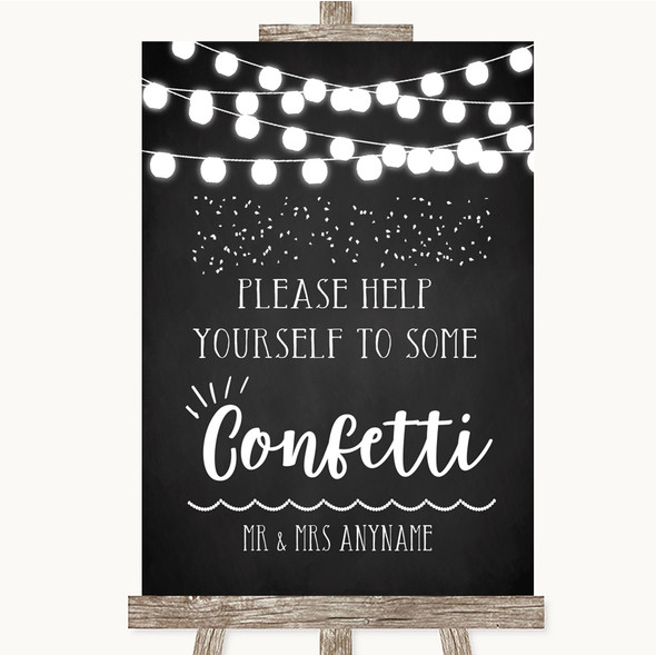 Chalk Style Black & White Lights Take Some Confetti Personalised Wedding Sign