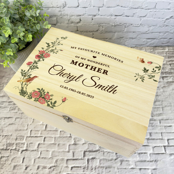 Wonderful Mother Memories Vintage Rose Memorial Personalised Wooden Keepsake Box