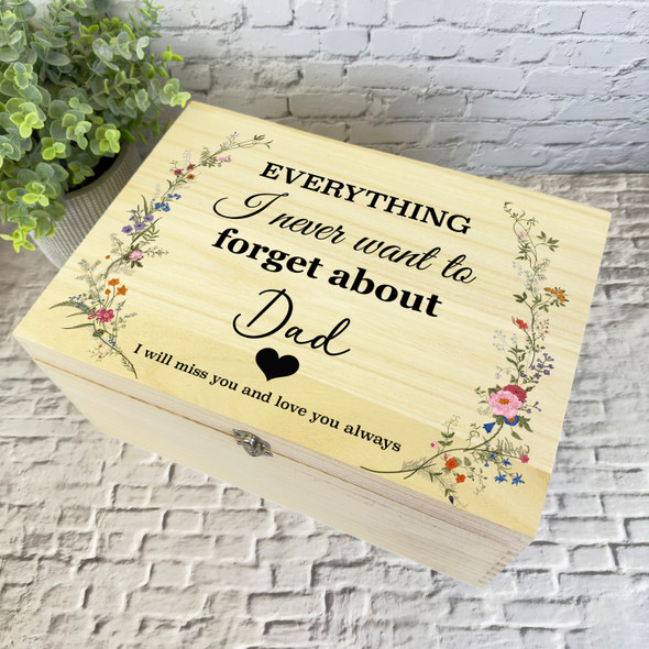 Dad Memories Miss You Vintage Floral Memorial Personalised Wooden Keepsake Box