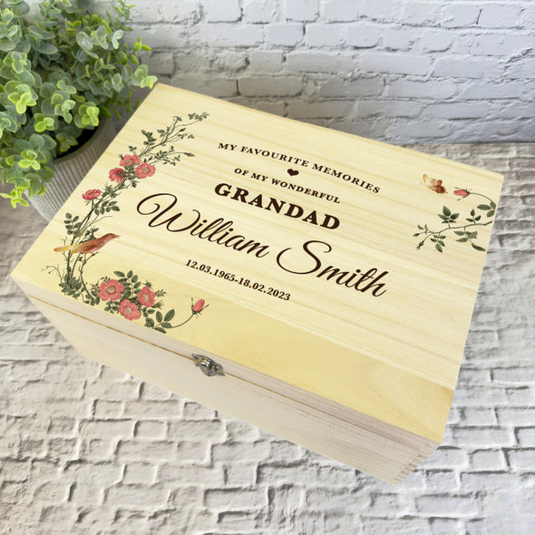 Wonderful Grandad Memories Vintage Memorial Personalised Wooden Keepsake Box