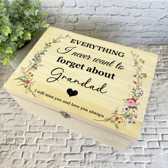 Grandad Memories Miss You Vintage Memorial Personalised Wooden Keepsake Box