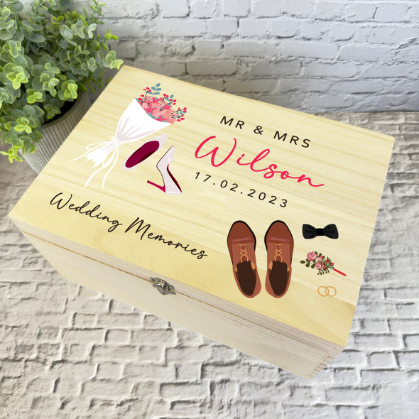 Wedding Shoes Memories Wedding Day Personalised Wooden Memory Keepsake Box