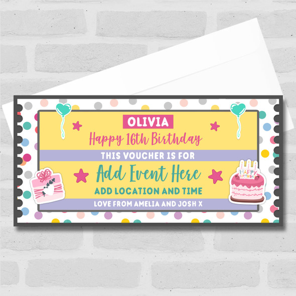 Any Age Birthday Event Party Any Gift Personalised Surprise Ticket Gift Voucher