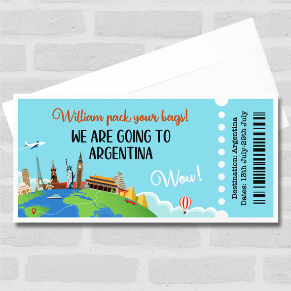 We Are Going Any Holiday Destination Personalised Surprise Ticket Gift Voucher