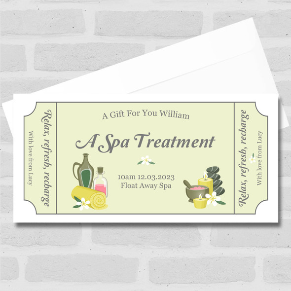 Spa Icons Spa Treatment Any Occasion Personalised Surprise Ticket Gift Voucher