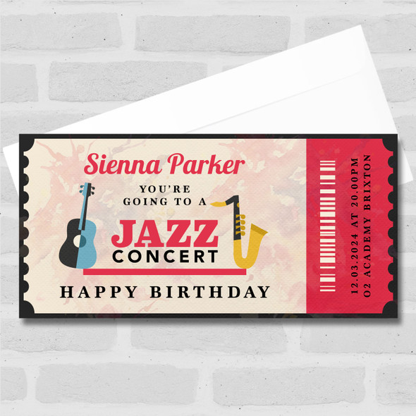 Instruments Going To A Jazz Concert Personalised Surprise Ticket Gift Voucher